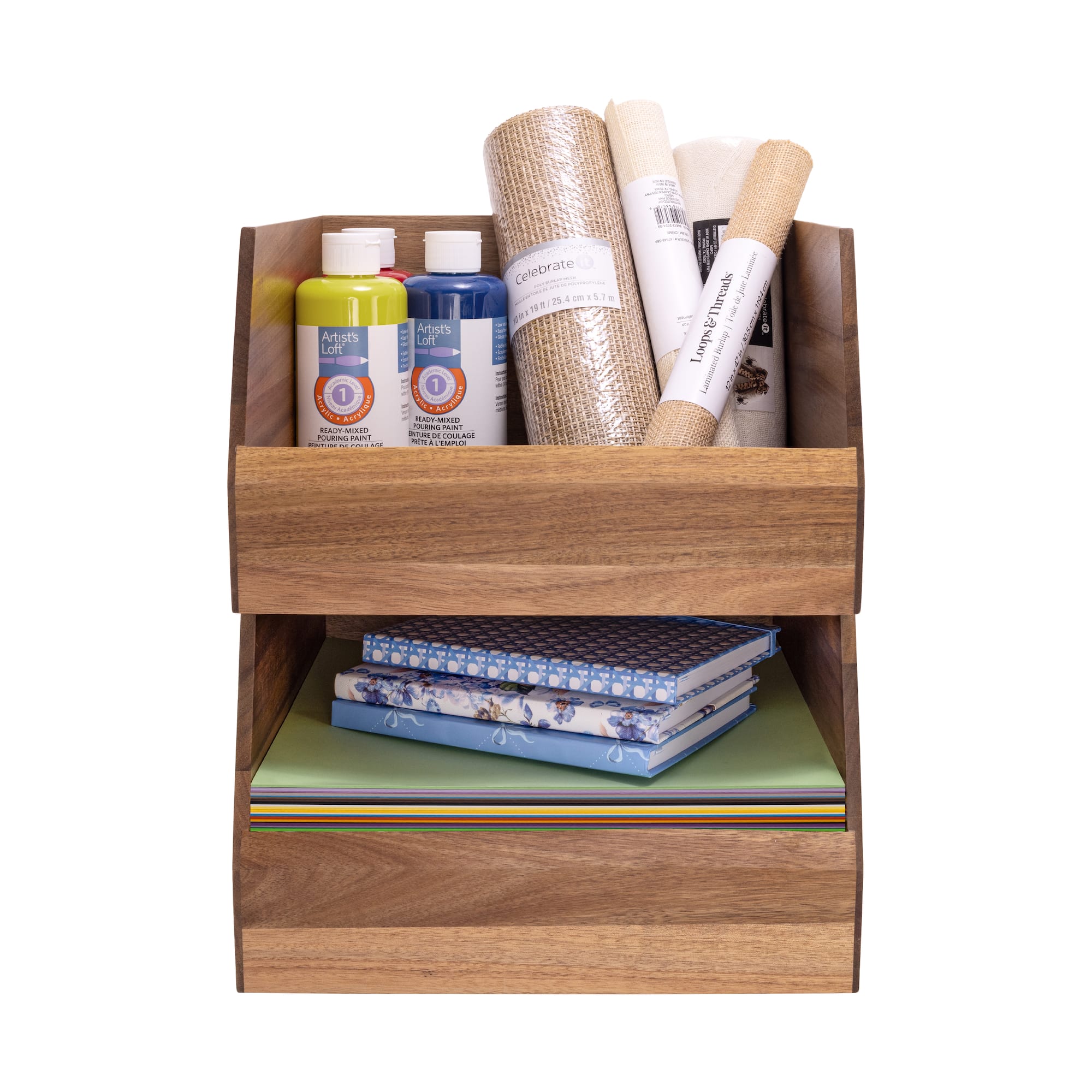 Seville Classics Large Acacia Wood Stacking Tray